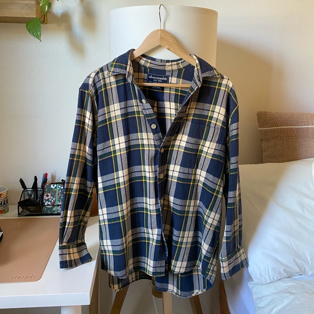 Abercrombie Blue Plaid Flannel Button Down